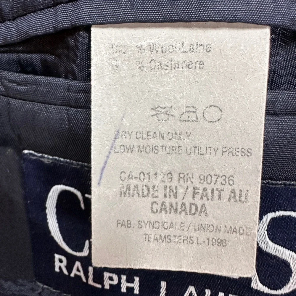 Vintage Chaps Ralph Lauren Mens Navy Pinstripe Wool Cashmere Suit 40S 35W